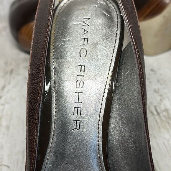 Marc Fisher Mfvica Patent Leather Stiletto Platform Heels Open Toe Women size 8 - Picture 11 of 12